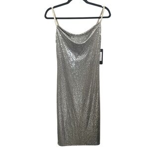 BEBE NWT sequin cowl neck dress party concert cocktail